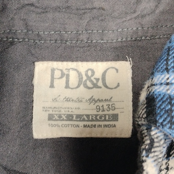 PD&C men's long sleeved button down flannel shirt sized 2X - Picture 2 of 8